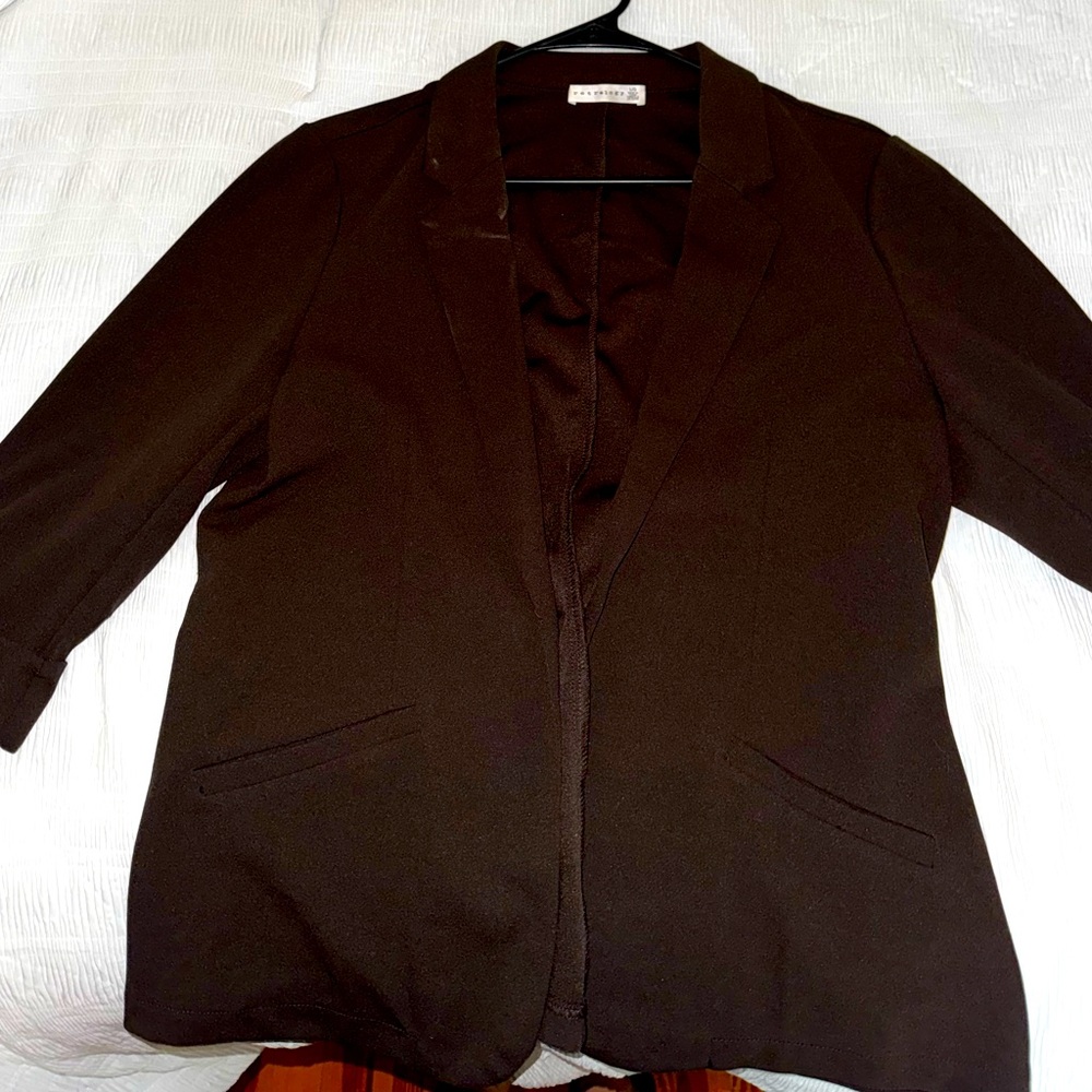 Brown retrology quarter sleeve blazer